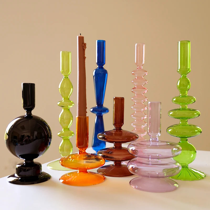 Decorative handmade vintage Nordic glass candle holders for weddings