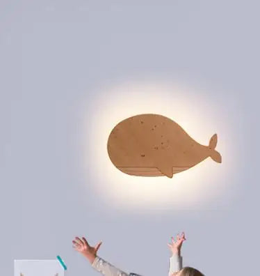 Applique murale led en bois en forme de baleine pour enfants - vue 9 sur 8