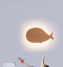 Decorative modern wooden whale wall light for children