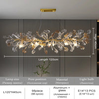 Nordic design chandelier with enamelled glass leaves for hotel, living room, dining room, bedroom, art hall decoration