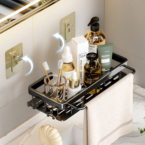 no-drill wall shelf for bathroom and kitchen storage - vue 4 sur 30