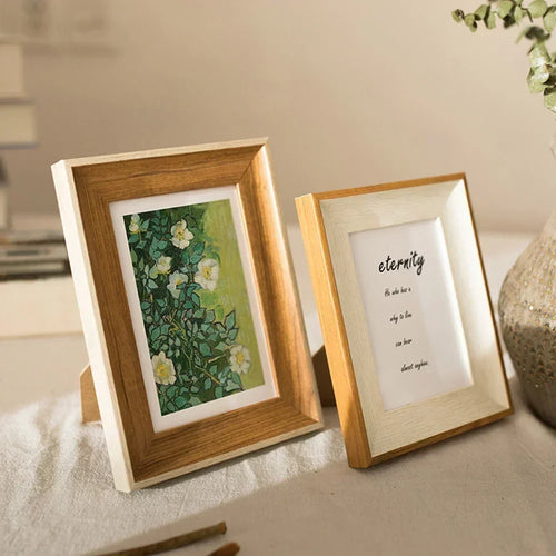 Resin photo frame with decorative wooden stand - vue 5 sur 6