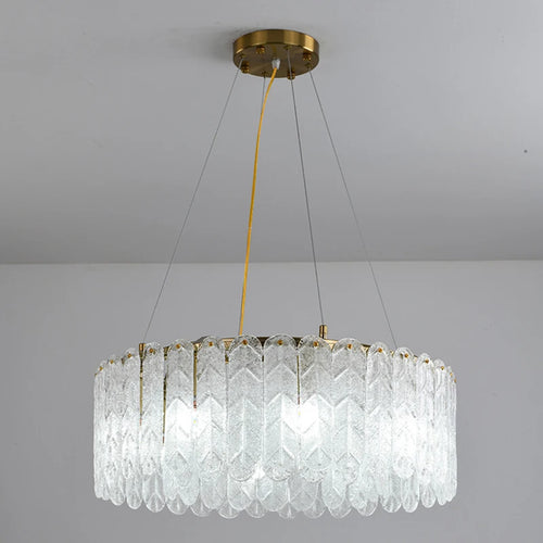 Modern Nordic glass LED chandelier with crystal pendant - vue 4 sur 8