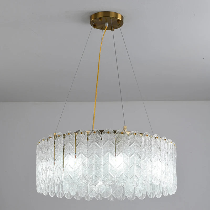Modern Nordic glass LED chandelier with crystal pendant - vue 3 sur 8