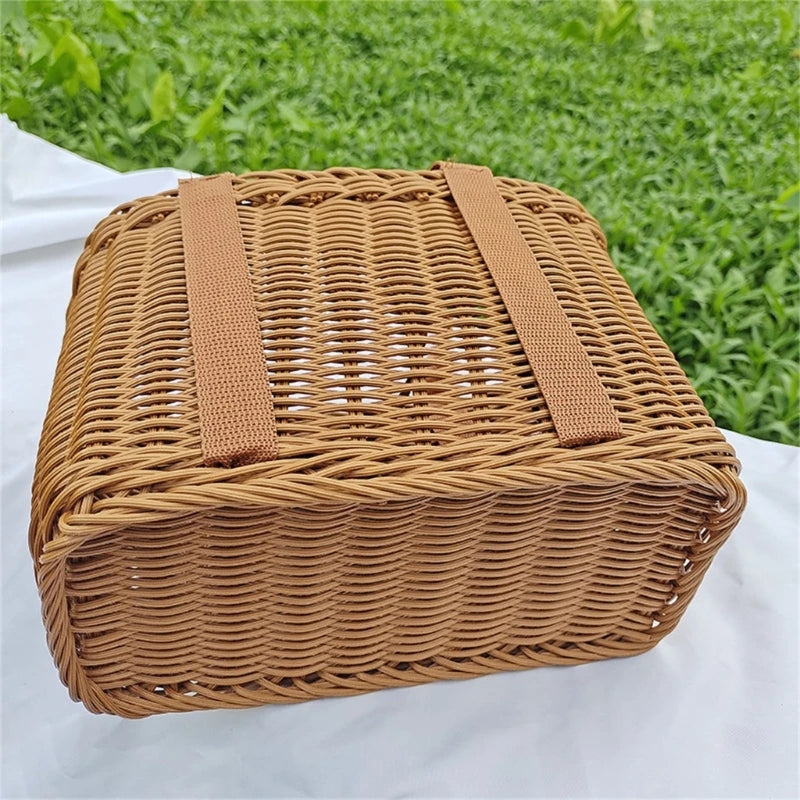 woven basket for fruits and flowers with handles, space-saving - vue 7 sur 8