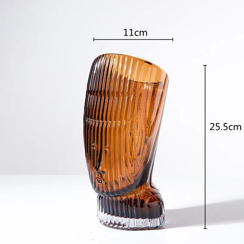abstract glass sculpture with decorative stripes for interior decoration - vue 13 sur 15