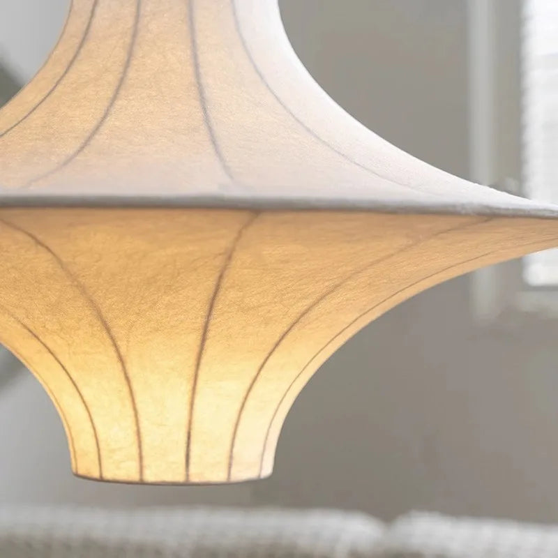 Minimalist wabi sabi silk pendant light for modern interiors - vue 4 sur 8