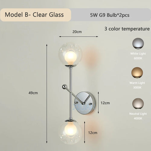 Up and down wall light with chrome metal and honeycomb glass - vue 9 sur 10