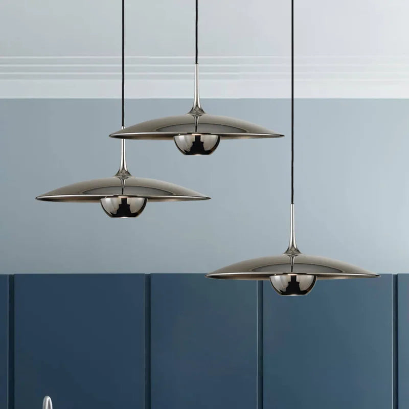 Designer flying saucer pendant light for commercial spaces and bars