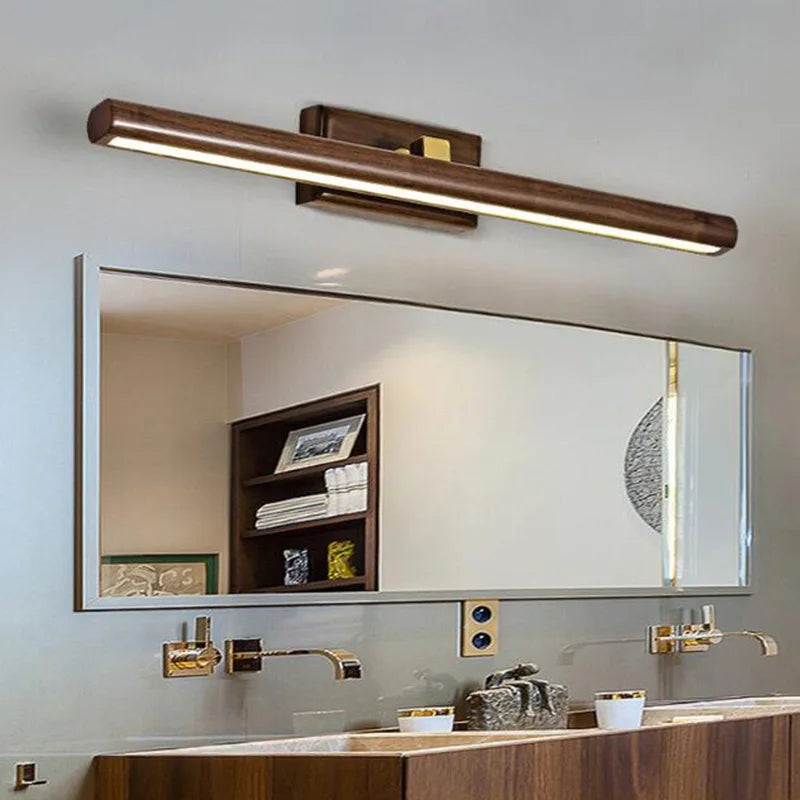 Nordic 40 cm wood and mirror LED wall light for bathroom, cabinet, bedside, reading and home decor 6pa - vue 3 sur 7