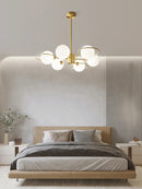 Modern copper chandelier with minimalist decorative glass