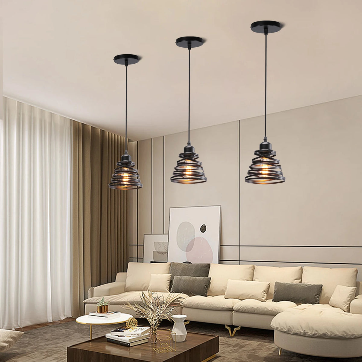 Modern retro spiral pendant light shade - vue 2 sur 12
