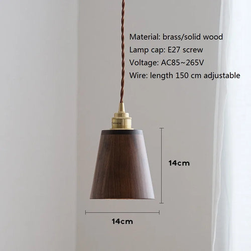 Modern wood and brass LED loft pendant light - vue 9 sur 8