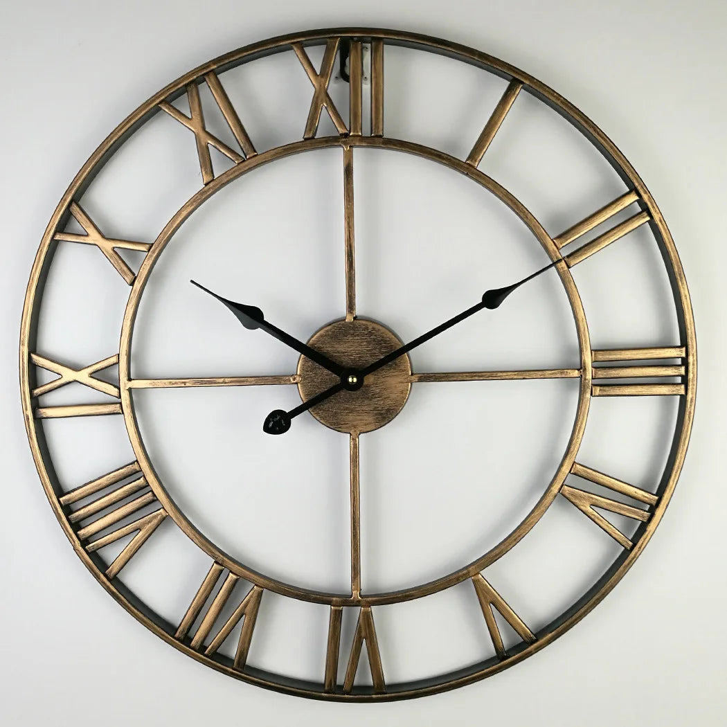 Nordic retro metal roman numerals wall clock for outdoor decoration