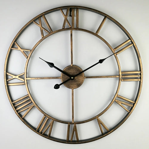 Nordic retro metal roman numerals wall clock for outdoor decoration