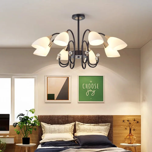 Modern copper crystal chandelier for indoor lighting - vue 3 sur 14