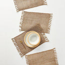 Rustic jute table runner with braided tassels