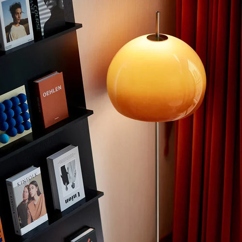 Retro vintage mushroom glass table lamp orange - vue 5 sur 8