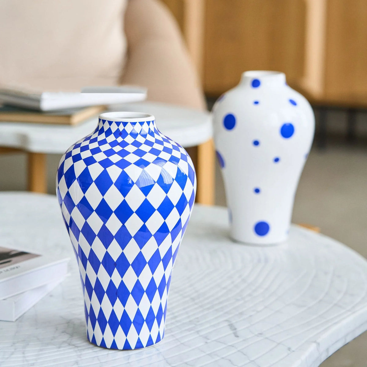 ceramic vase with geometric pattern for handcrafted floral decoration