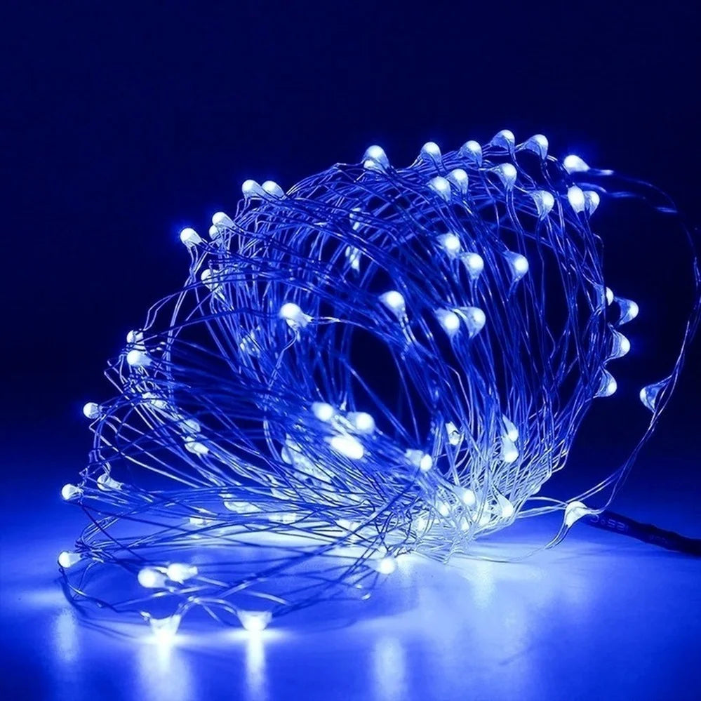 Copper wire LED string lights for festive decorations - vue 6 sur 12