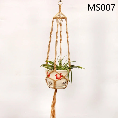 hemp rope hanging basket for decorative plants - vue 9 sur 16
