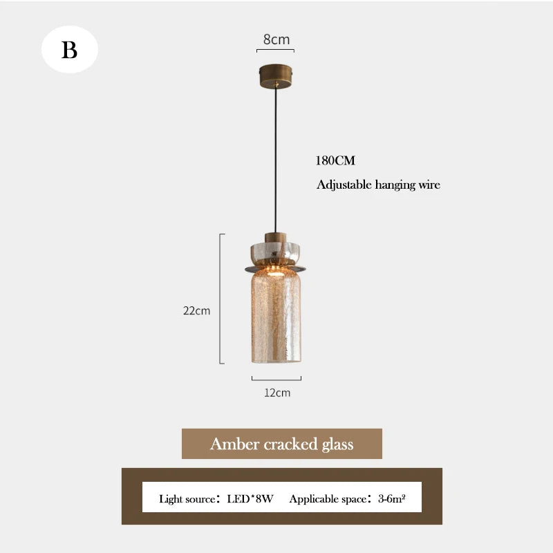 Retro minimalist crackle glass chandelier for modern interiors - vue 12 sur 12