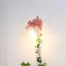 Princess crystal glass wall light with pink bow