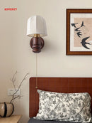 Wooden wall lamp with plug and retro decorative lighting