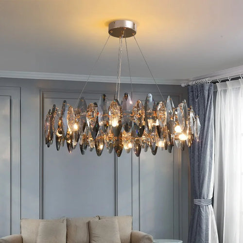 Vintage art deco crystal chandelier for indoor lighting - vue 6 sur 11