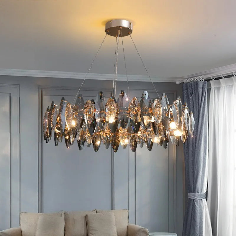 Vintage art deco crystal chandelier for indoor lighting - vue 5 sur 11