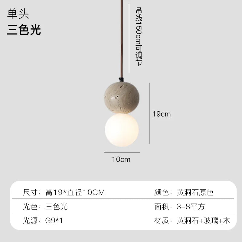 Retro nordic cave stone pendant light for restaurant