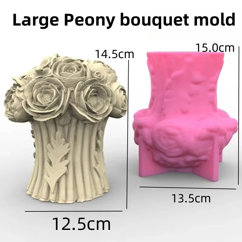 new silicone mold bouquet roses chrysanthemum peony Valentine's Day gift - vue 13 sur 18