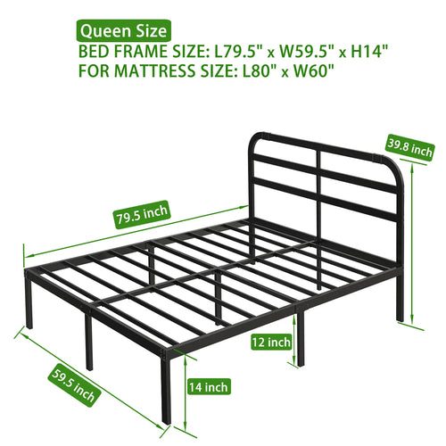Heavy Duty Metal Bed Frame with Headboard, 3500 lbs Max Weight Capacity Metal Platform, Easy Assembly Mattress Foundation - vue 10 sur 10