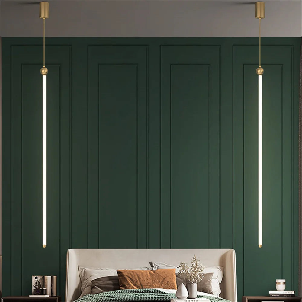 Minimalist Nordic tube pendant light for elegant interiors - vue 3 sur 8