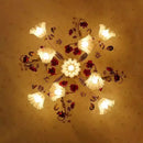 Romantic retro wall light with warm flowers and plants