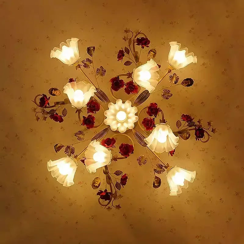 Romantic retro wall light with warm flowers and plants - vue 3 sur 11