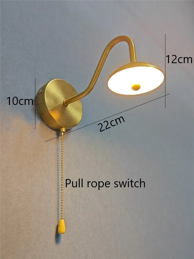 Modern curved gold wall light with LED switch nordic decor