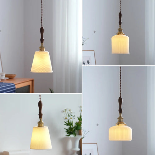 Japanese ceramic LED pendant light for kitchen and restaurant - vue 3 sur 11