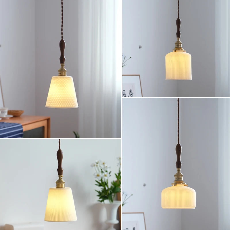 Japanese ceramic LED pendant light for kitchen and restaurant