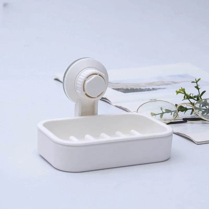 soap box with drainer and suction cup for bathroom