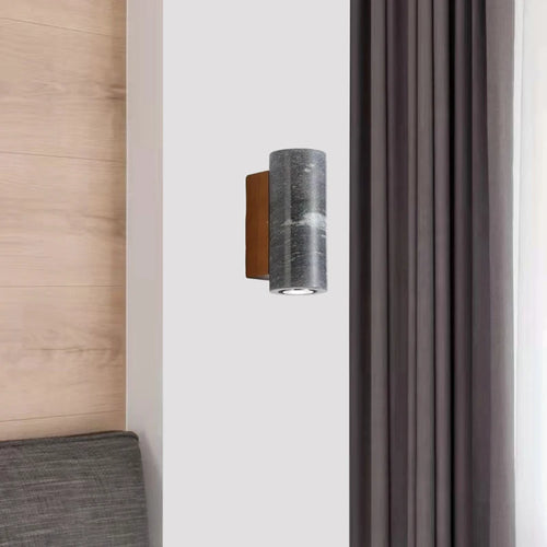 Marble and wood art deco wall light for elegant interiors - vue 4 sur 10
