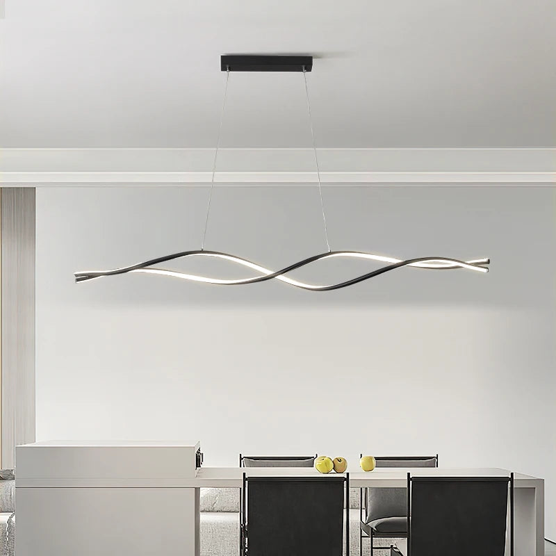 Modern nordic atmospheric twisted LED chandelier - vue 6 sur 14