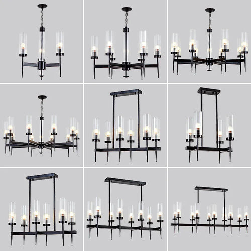 Gold metal and glass LED chandelier - vue 7 sur 24