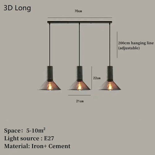 Industrial concrete pendant light with iron shade - vue 15 sur 29