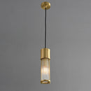 Copper LED pendant light with adjustable glass shade