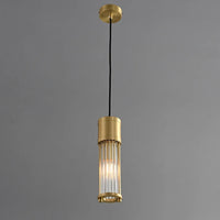 Copper LED pendant light with adjustable glass shade