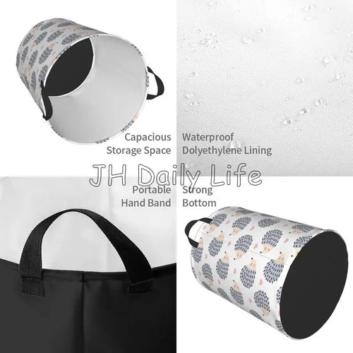 cute hedgehog laundry basket foldable and waterproof for storage - vue 5 sur 8