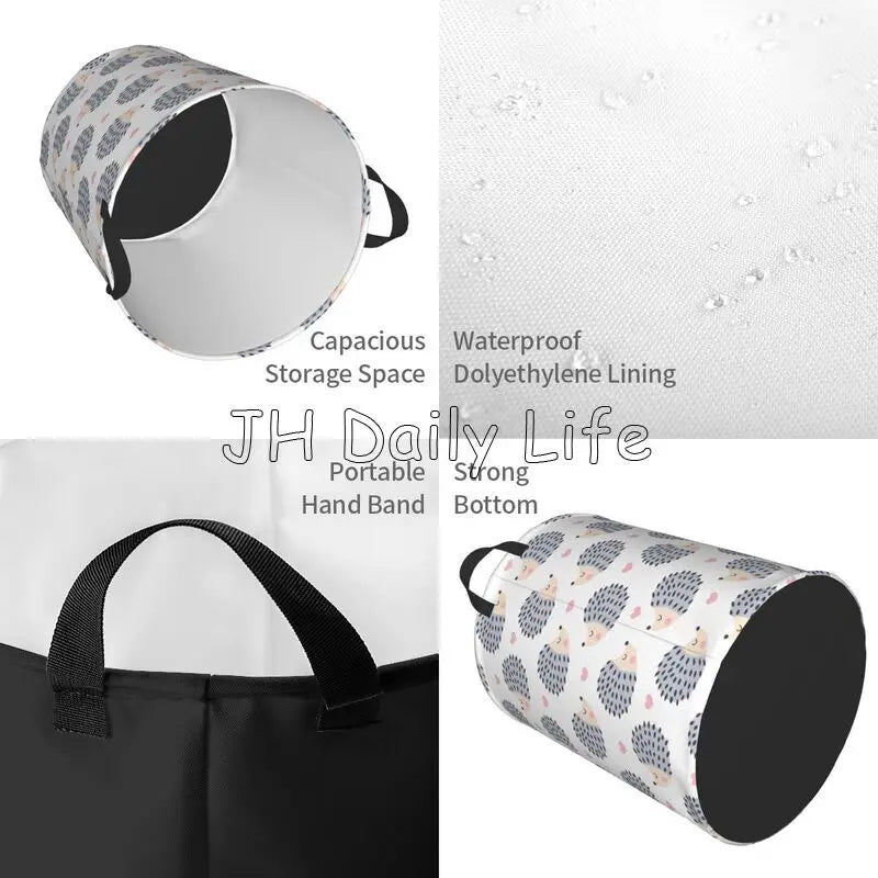 cute hedgehog laundry basket foldable and waterproof for storage - vue 5 sur 8