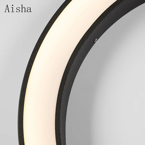 Modern waterproof outdoor wall light in round terracotta moon design - vue 7 sur 7