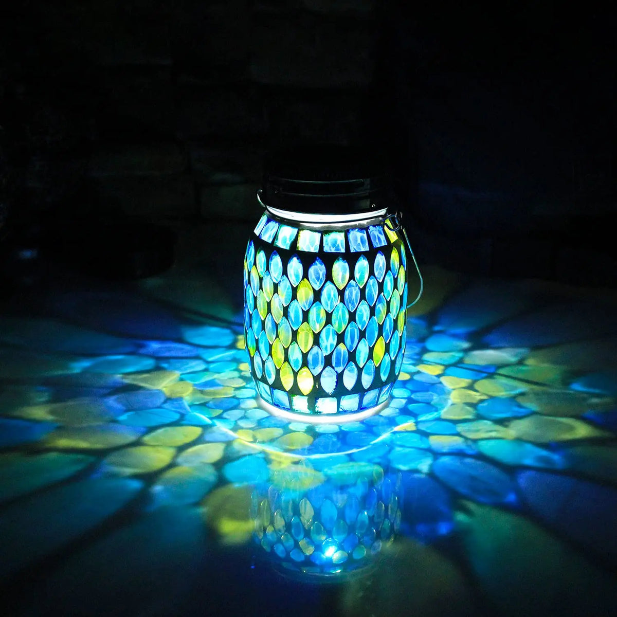 Mosaic solar lanterns for garden and terrace